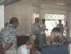 Patrick giving the fraternity members some history of the Catholic Worker and helping us organize the food preparation